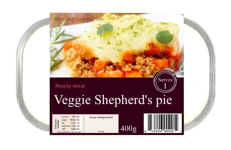 Shepherd's pie - veggie - ready meal - 400g nutritional information